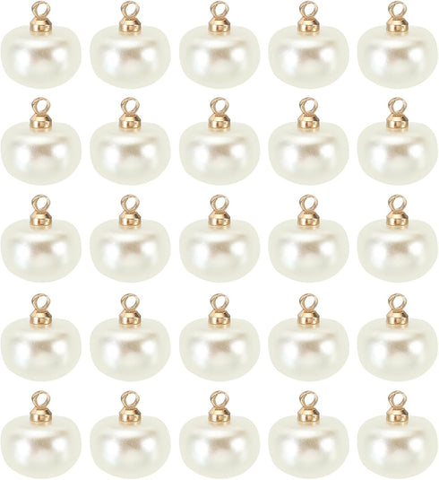 PATIKIL 10mm Pearl Buttons, 100pcs Chubby-Buttons Large Button Handmade Tightener White Faux Pearl with Shank for Crafts Sewing Clothes DIY Christ...