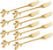 Appetizer Cake Fruit Forks Set of 8,Gold Leaf Cocktail Picks 4.7 Inches Tasting Dessert Forks Kitchen Accessory Wedding Party (8 Forks-Gold)...