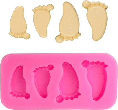 Rainmae 6Pcs Cute Baby Silicone Fondant Cake Mold Baby Birthday Party Kitchen Baking Mold Cake Decorating Moulds Modeling Tools Baby Shower Gender...