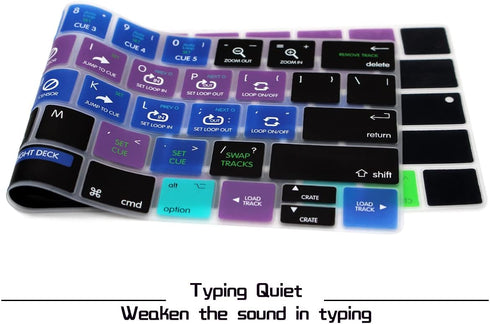 HRH Serato DJ Shortcuts Hotkey Silicone Keyboard Cover Skin for MacBook Pro with Touch Bar 13 Inch and 15 Inch (A2159/A1989/A1706,A1990/A1707) 201...