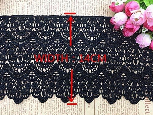 14CM Width Europe Long Pattern Inelastic Embroidery Lace Trim,Curtain Tablecloth Slipcover Bridal DIY Clothing/Accessories.(4 Yards in one Package...