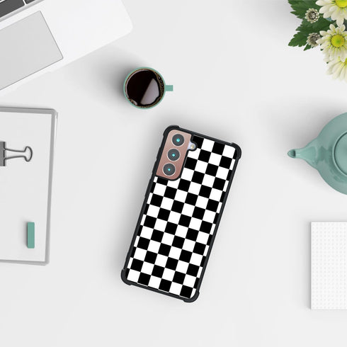 Tnarru for Samsung Galaxy S21 Case Checkered Pattern Hard PC Back and Soft TPU Sides Non-Slip Slim Thin Scratchproof Shockproof Protective Cute Ph...