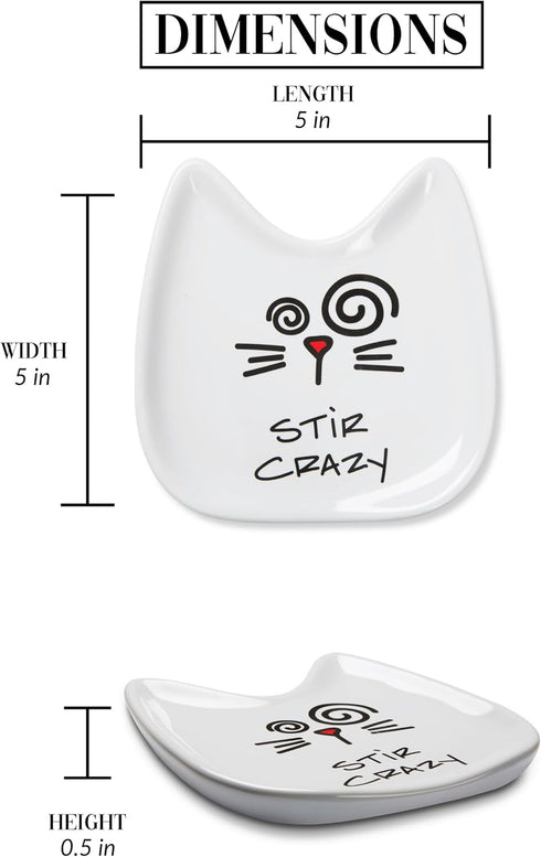 Pavilion Gift Company Blobby Cat, Cat Spoon Rest "Stir Crazy", 5", White...