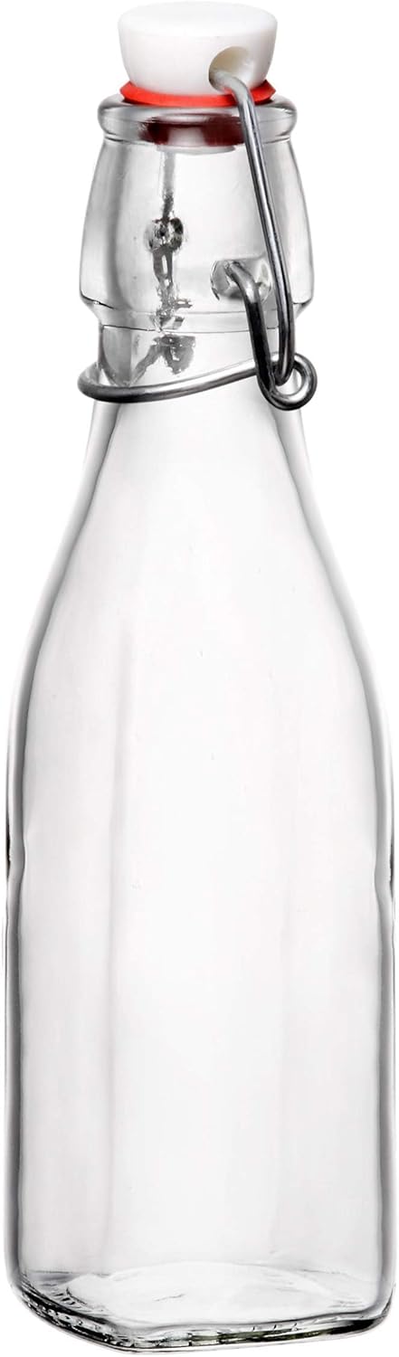 Bormioli Rocco Swing Bottle - 8.5 oz, Recyclable Glass with Airtight Seal - BPA-Free & Dishwasher Safe - Ideal for Infused Drinks, Juices, Oils - ...