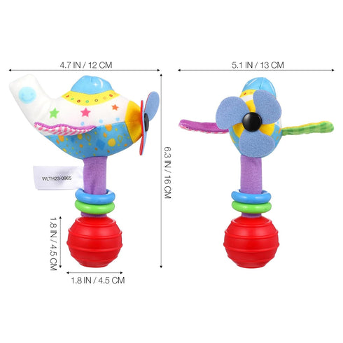 Toyvian Baby Soft Rattles Toy Infant Shaker Teether Cute Stuffed Airplane Handbells Soft Baby Rattle Toy Airplane Rattles Toy for Newborn Baby Gif...