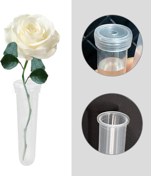 Floral Water Tube, 25 Pcs Clear Flower Water Tubes with Caps 21 Slot Rack Kit for Fresh Flower Arrangement Plant Cuttings...