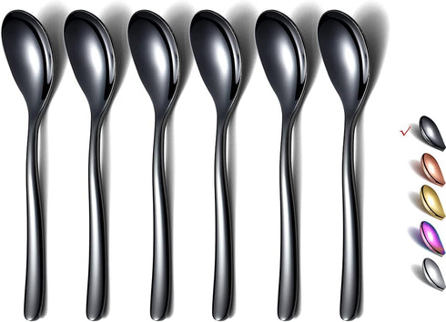 Black Demitasse Espresso Spoons, 5.5'' Mini Coffee Spoons, Set of 6, Stainless Steel, Dishwasher Safe...