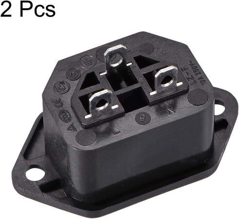 uxcell C13 Panel Mount Plug Adapter 250V AC 10A 3 Pins IEC Inlet Module Plug Power Connector Socket Straight Pack of 2...