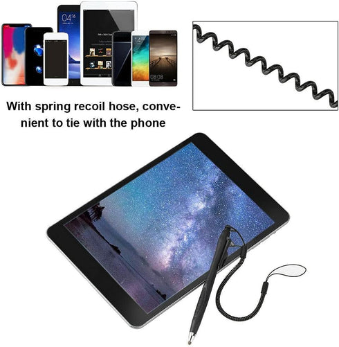 2 Pcs Portable Spring Rope Stylus Pen, Scratch Proof Pen with Stylus Tip Touch Pen for Touchscreen, Stylus Pen for Touch Screens Touch Pen for Dra...