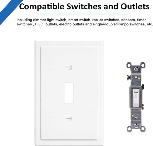 1-Gang Modern Edge Decorative Wall Plate Cover Switch Outlet Single Toggle Electrical Faceplate for Light Switches, Smart Switch, GFC, ReceptacleI...