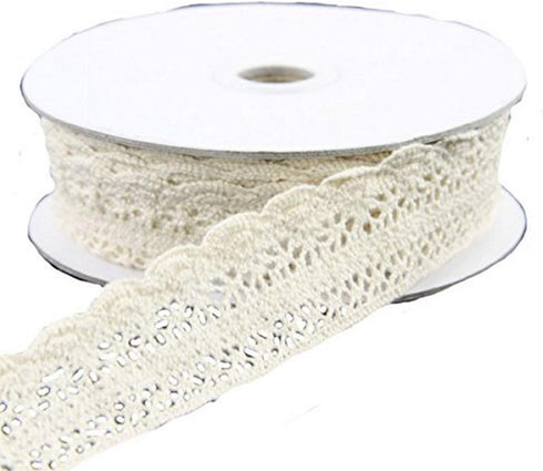 1"x10yd Ivory Crochet Lace Ribbon...