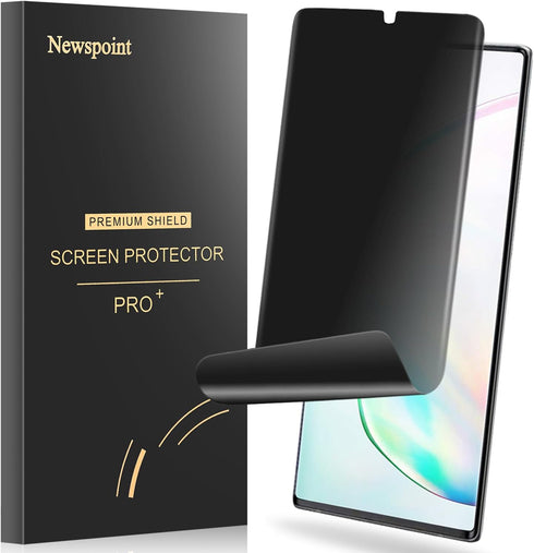 Galaxy Note 10 Plus Privacy Screen Protector, Anti Spy Case Friendly Fingerprint Available Soft Film, Full Adhesive Coverage Anti-Scratch Nano Shi...