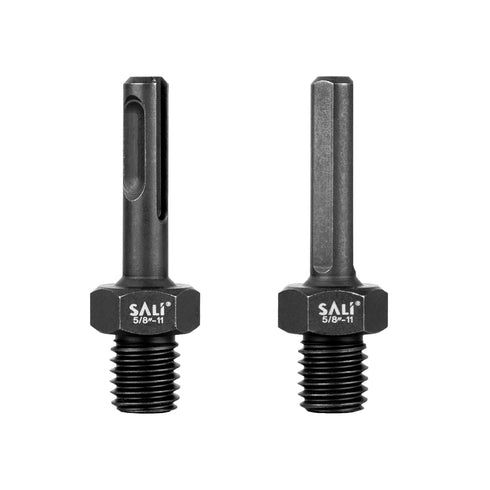 SALI 2PCS Core Drill Bit Adapter 5/8"-11 Thread Male to 3/8" SDS Plus Shank and 3/8" Triangle Shank 5/8" -11 Male Drill Bit Adapter for Threaded D...