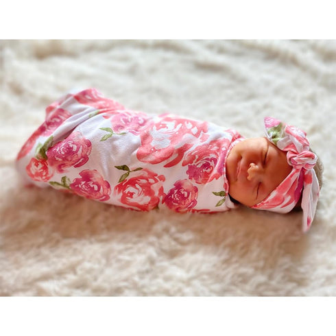 DRESHOW BQUBO Newborn Floral Receiving Blankets Newborn Baby Swaddling with Headbands Sleepsack Toddler Warm...
