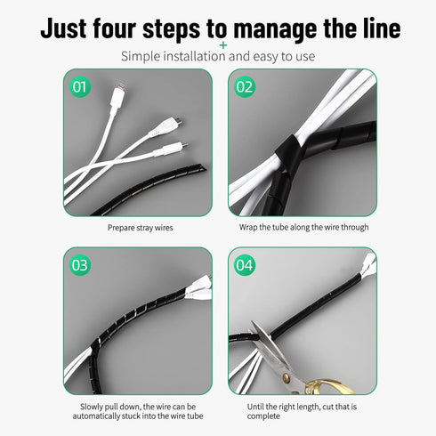 Yosoo Spiral Cable Wrap, 6mm/1/4" Black, 2M (6.56ft) Cable Organizer...