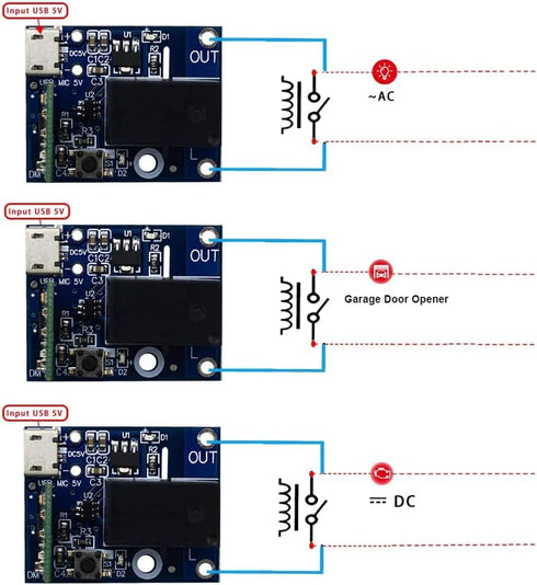 QIACHIP Home Automation Electrical WiFi Relay Module USB DC 5V Inching Selflock Dry Contact Receiver for Access Control Garage Door Computer Power...