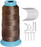 YANTAISIYU Dark Brown Polyester Sewing Thread, 1500 Yards, 210D Strength, with 12pcs C Type Needles, for Wigs, Hair Extensions, DIY Sewing, Leathe...