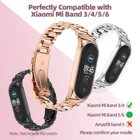 MIJOBS Strap for Xiaomi Mi Band 6 Mi Band 5, Metal Strap Compatible with Mi Band 4 Mi Band 3 Replacement Wristband Stainless Steel Watch Band for ...
