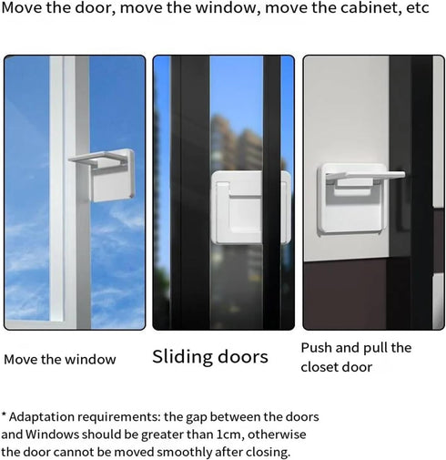 2 Pack Sliding Door Lock Handle Foldable Sticky Safety Non Punching Grip Sticker for Slide Window Closet Cabinet Glass Doors Home Kitchen Washing ...
