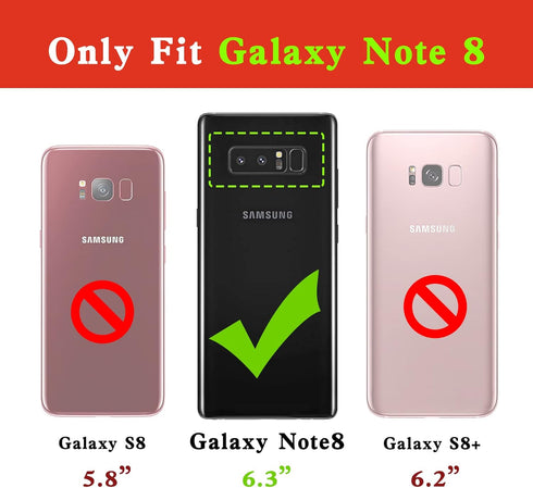 for Galaxy Note 8 Phone Case with Ring Stand Lanyard Strap Drop Protection Shockproof 2-Layer Protective Cover Cute Bling Glitter Girls Women Case...