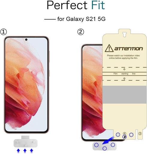 MP-MALL 4 Pack 2 Pack Flexible TPU Screen Protector + 2 Pack Camera Lens Protector Designed for Samsung Galaxy S21 5G 6.2-inch (Not for S21 Plus 5...
