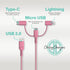 Classy Chargers Universal 3-in-1 Nylon Charging Cables for iPhone, Android, and More | 6ft Certified Lightning Cable, Type C, Micro USB | Compatib...