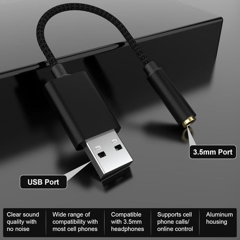 USB to 3.5mm Sound Card 2-in-1 Audio Adapter Cord for Astro A10 A40 Turtle Beach HyperX Cloud SteelSeries Sennheiser Razer & Other Gaming Smartpho...