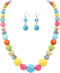 8-18mm Beads Necklace 18” Graduated Chunky Beaded Choker Necklaces with Earring Set for Women...