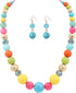 8-18mm Beads Necklace 18” Graduated Chunky Beaded Choker Necklaces with Earring Set for Women...