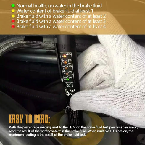 Brake Fluid Tester, Brake Fluid Test Strips, Hydraulic Fluid Liquid Oil Moisture Analyzer with 5 Led Indicators, DOT 3 DOT 4 DOT 5.1 Brake Fluid L...