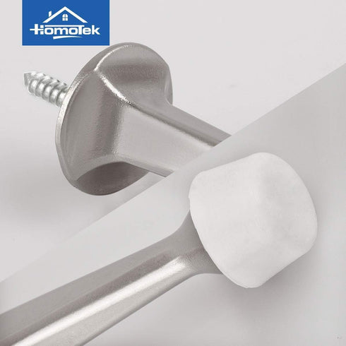 HOMOTEK 3 Pack Heavy Duty Solid Rigid Door Stop with Soft Rubber Tip, Zinc Die Cast Door Stopper Protect Wall & Door, Satin Nickel...