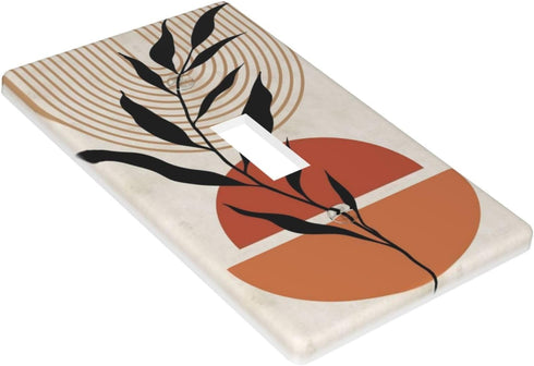 Boho Modern Leaves Single Toggle Light Switch Plate Decorative Electrical Wall Plates, 1 Gang Light Switch Cover Plate 2.75" X 4.5" For Kitchen Be...