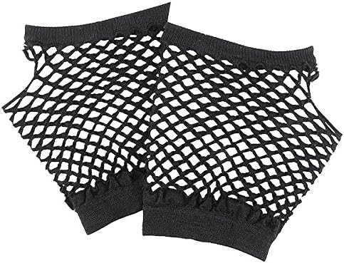 80's Punk Black Fingerless Fishnet Short Gloves - One Size, 2-Piece Set - Ideal for Christmas, Halloween, & Theme Parties...