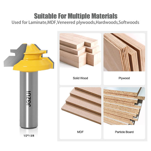 45 Degree Lock Miter Router Bit 1/2 Inch Shank.Woodworking Tools Joint Router Bits?Wood Milling Cutter Glue Joint Tools Set (1/2inch Shank, 1-3/8"...