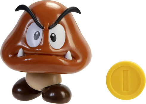 Super Mario Action Figure 4 Inch Goomba Collectible Toy with Coin Accessory...