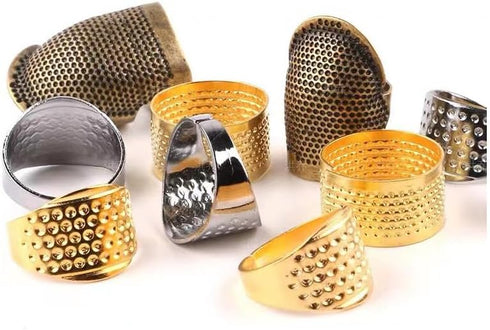 Bouclel 8 PCS Knitting Thimble,Sewing thimbles,Golden thimbles for Hand Quilting,Sewing Finger Protector,Metal Thimble,Sewing Tools,Sewing Supplie...