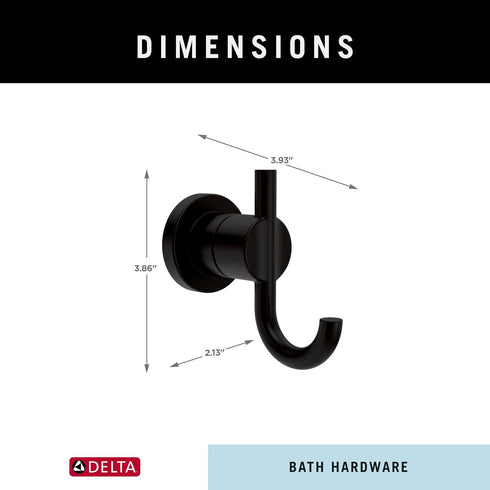 Delta NIC35-MB Nicoli Double Towel Hook Bath Hardware Accessory in Matte Black...