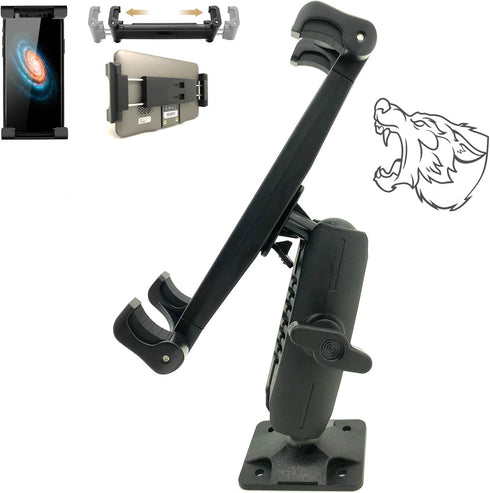 Heavy Duty Tablet GPS Smartphone AMPS Drill Base Dash ELD Mount for Truck Van Commercial Vehicle Semi Fleet Limo (Holder fit all Tablets & Phones ...