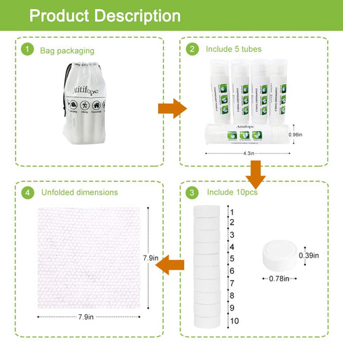 Compressed Cleaning Wipes Travel Reusable Face Towels Coin Tissues 50 Pieces with 5 Carrying Cases...