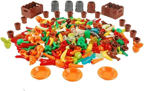 280pcs Food Building Blocks Kitchen Sencery Accessories Food Set Building Bricks Kit DIY Building Set Compatible All Major Brands...
