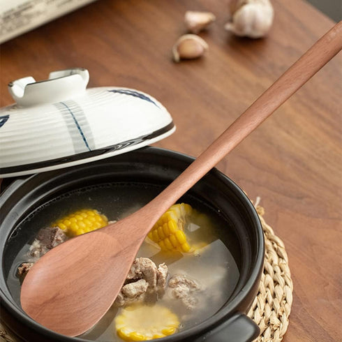 Big Wooden Spoon for Cooking, Large Wood Scoop Utensil, 17-inch Kitchen Serving Scoop for Big Pot, Long Handle Giant Spoon, Heavy Food Service Spo...