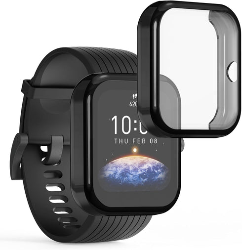 kwmobile Case Compatible with Huami Amazfit Bip 3 / Bip 3 Pro Case - 2X TPU Silicone Fitness Tracker Cover - Black/Transparent...