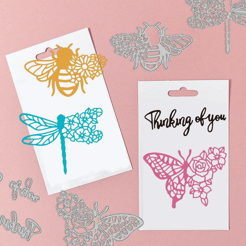 GLOBLELAND Flowers Butterfly Metal Die Cuts Bee Dragonfly Cut Dies Metal Stencils Metal Cutting Dies for Card Making Embossing Tool Stencil Scrapb...
