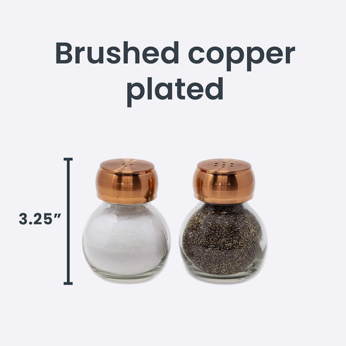 Olde Thompson 3" Orbit Salt & Pepper Shaker Set, Copper Top & Glass Globe Base...