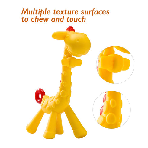 SHARE&CARE BPA Free Silicone Giraffe Baby Teether Toy with Storage Case, for 3 Months Above Infant Sore Gums Pain Relief and Baby Shower, Baby Tee...