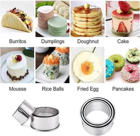 Biscuit Cutters, Round Cookie Cutters/Stainless Steel Dumpling Cutters/Cake Pastry Cutters/Scone Cutters Molds stamps for Cooking Baking (3Pcs, Pl...