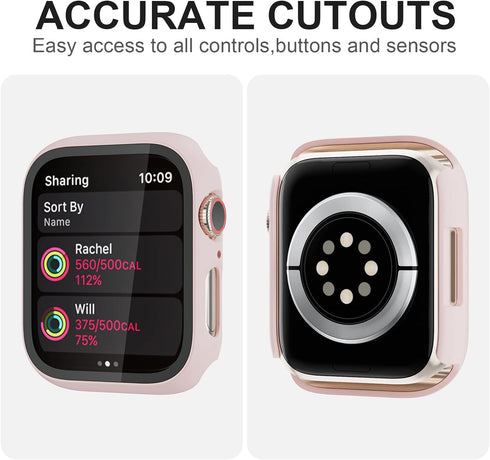 Cuteey 12 Pack Case for Apple Watch Series 9 8 7 45mm Tempered Glass Screen Protector, All Round Full Hard PC Protective Cover Bumper for iWatch 9...