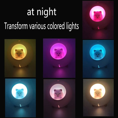 Upgraded ultrasonic ultra-quiet USB cute cold fog mini humidifier, suitable for children's baby room bedroom, 7-color light and 2 spray modes auto...