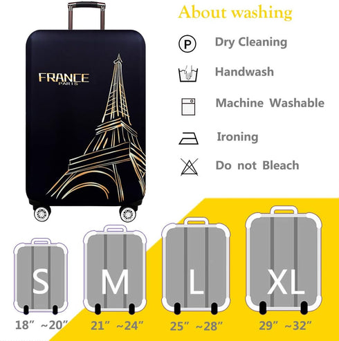 TRAVEL KIN Washable Travel Gear Cover, Thickened Luggage Cover, 18/24/28/32 Inch Suitcase Spandex Protective Cover (XL(29"-32" luggage), Paris)...