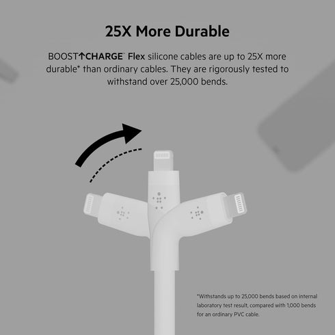 Belkin BoostCharge Flex Silicone USB-C to Lightning Cable (2M/6.6FT), MFi-Certified Charging Cable for iPhone Series with Cable Clip - White...